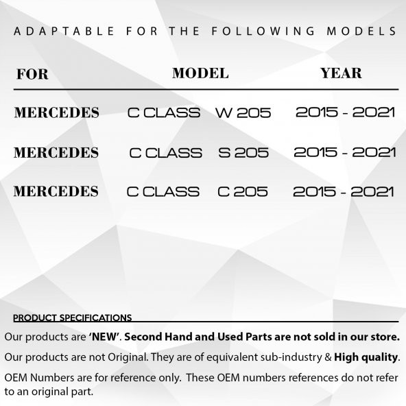 Mercedes C Class W205,C205,S205 için Port Bagaj Çıta Kapağı - 8