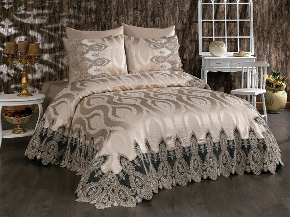 İsabel Çift Kişilik Pike Takımı Takımı Bej ürün görseli