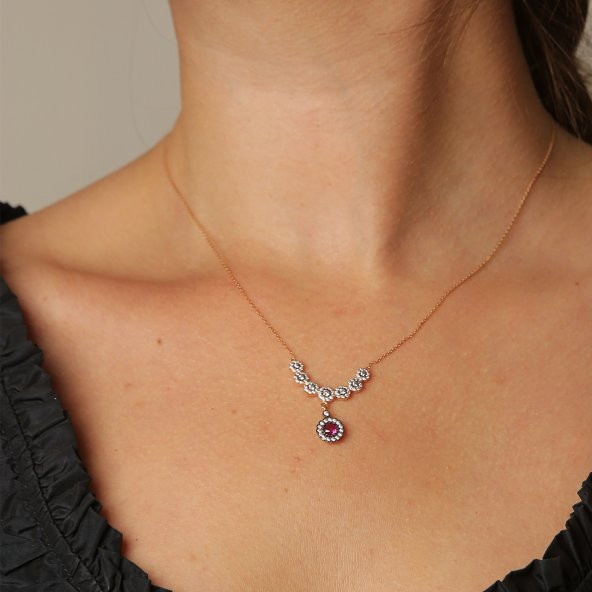 Yakut Renk Taşlı 3lü Takım - 2