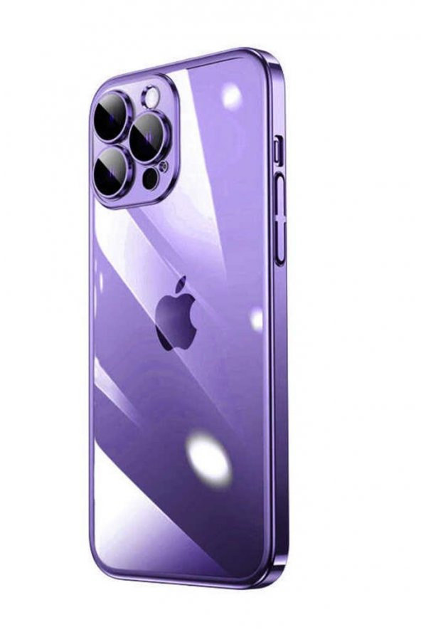 Apple iPhone 14 Pro Max Kılıf Kamera Korumalı Şeffaf Renkli Çerçeveli Sert PC Lüx Kapak - 4