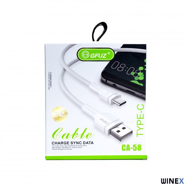 Winex CA58 2.4A UsbA to Type-C Data ve Hızlı Şarj Kablosu Beyaz - Resim 4