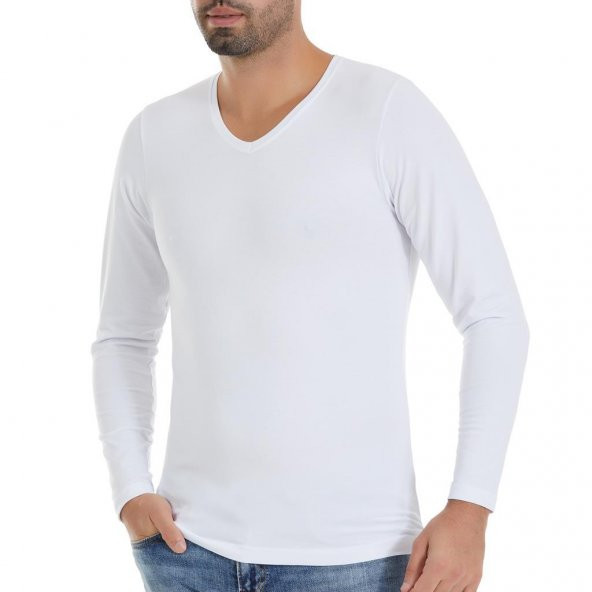 6 Adet Yıldız Erkek Modal Uzun Kollu T-Shirt Fanila Beyaz 340