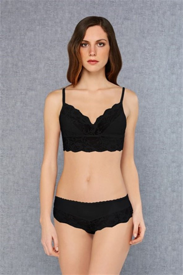 Kadın Dolgusuz Bralet Sütyen Slip Külot Takım 12432