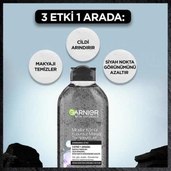 Garnier Micellar Kömür Kusursuz Makyaj Temizleyici Jel 400 ml - Resim 3