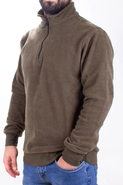 Twister 1903 Haki Fermuarlı Dik Yaka Erkek Sweatshirt - 3