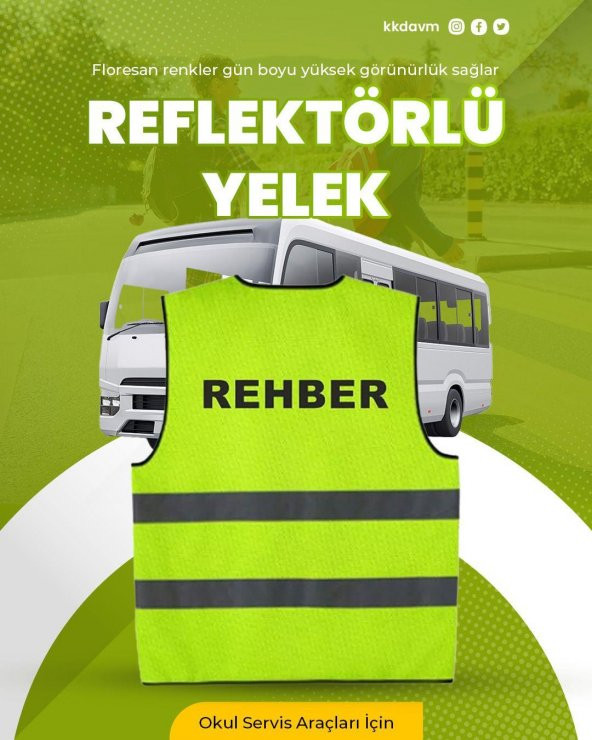 OKUL SERVİS ARAÇLARI İÇİN YÜKSEK GÖRÜNÜMLÜ REHBER YAZILI REFLEKTÖRLÜ YELEK   - YENİ YASA - 2