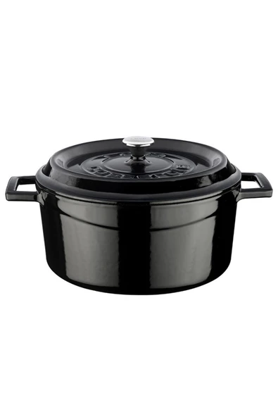 Lava Döküm Yuvarlak Tencere Trendy Çap 24cm Siyah - 5