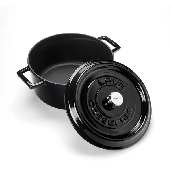 Lava Döküm Yuvarlak Tencere Trendy Çap 24cm Siyah - 3