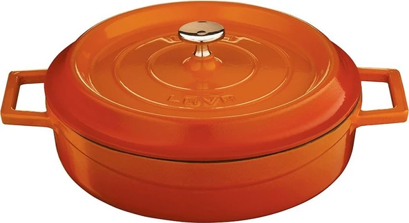 Lava Trendy Çok Amaçlı Döküm Demir Sığ Tencere Çap 24 cm Turuncu