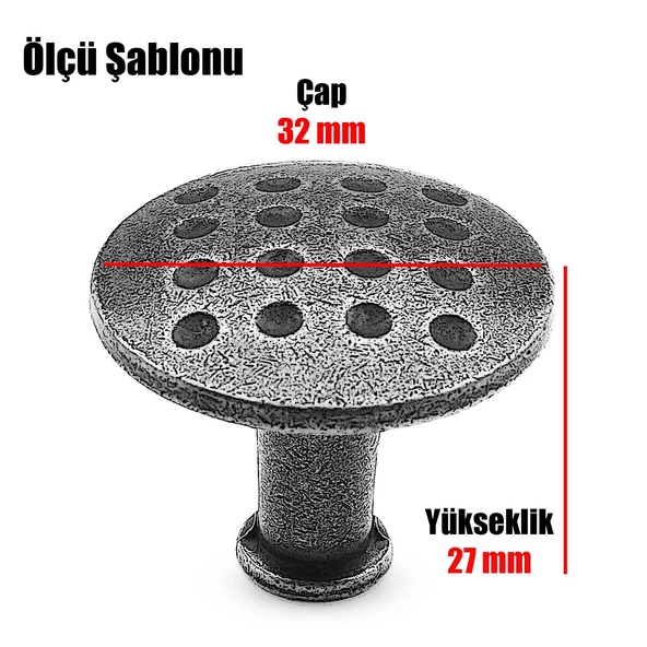 Big Düğme Kulp Mobilya Mutfak Çekmece Dolap Dolabı Kulpu Kulpları Kulbu Mat Siyah Metal Kulp - 3