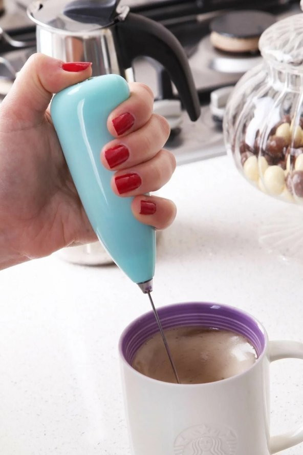 Pilli Mini Mixer Kahve Süt Köpürtücü Karıştırıcı Cappuccino Mixer