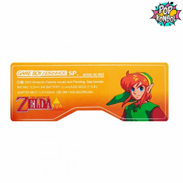 Gameboy Advance SP Arka Etiket Back Label GBA SP Sticker The Legend Of Zelda MODEL 07