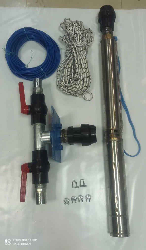 4SD6/8 1 HP ALARKO TRİFAZE 15 MT YASSI KABLOLU  30 MT HALATLI ÇİFT VANALI AKITMA BAŞLIKLI  TAKIM DALGIÇ POMPA - Resim 2