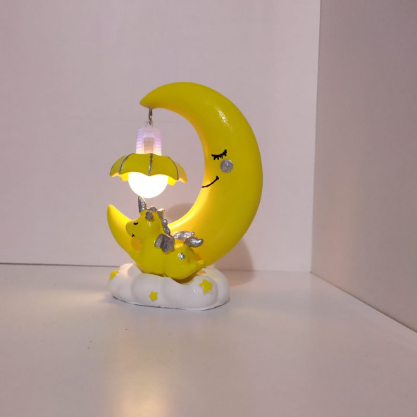 Ay dede figürlü unicorn masaüstü gece lambası renkli ışıklı