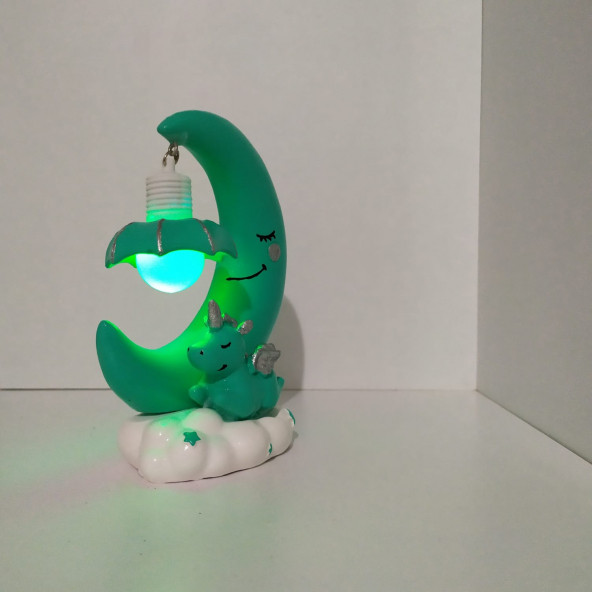 Ay dede figürlü unicorn masaüstü gece lambası renkli ışıklı - Resim 2