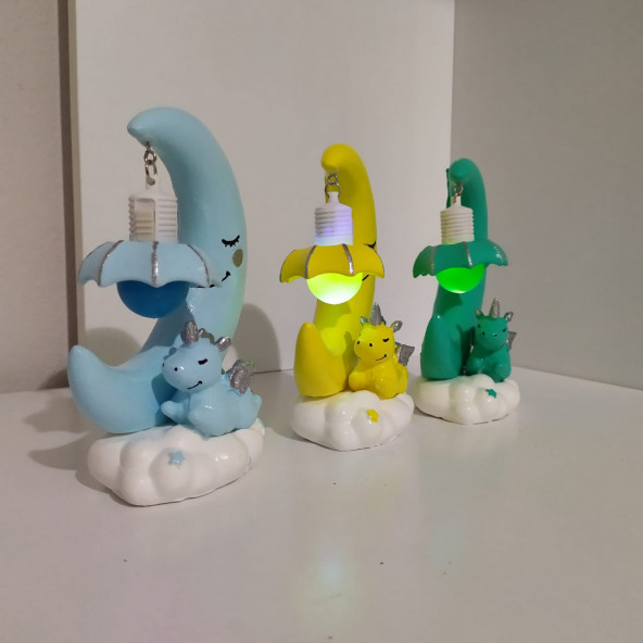 Ay dede figürlü unicorn masaüstü gece lambası renkli ışıklı - Resim 4