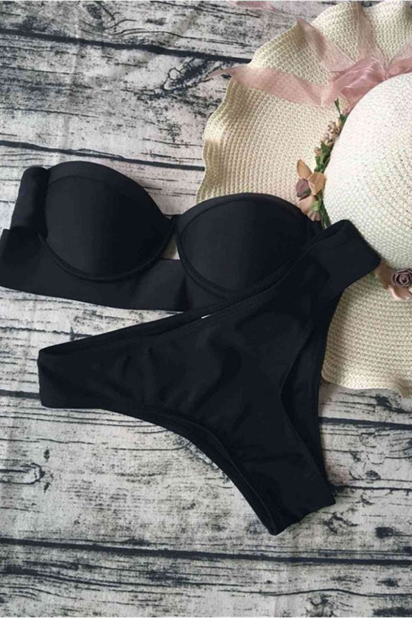 Siyah Straplez Bikini Takım