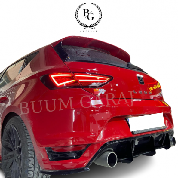 Seat Leon Mk3 Aero Tampon Flapları 4 Parça Orta Kısım Parlak Siyah - 1