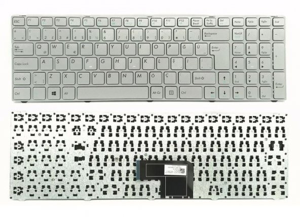 Casper Nirvana 15.6 CN-V8X6500X Notebook Klavye / Silver Gri TR