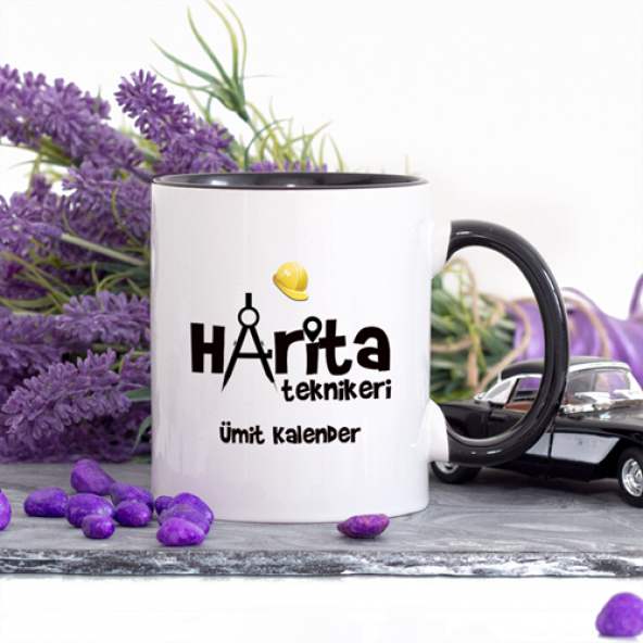 Kişiye Özel Harita Teknikeri Kupa Bardak - Lacivert