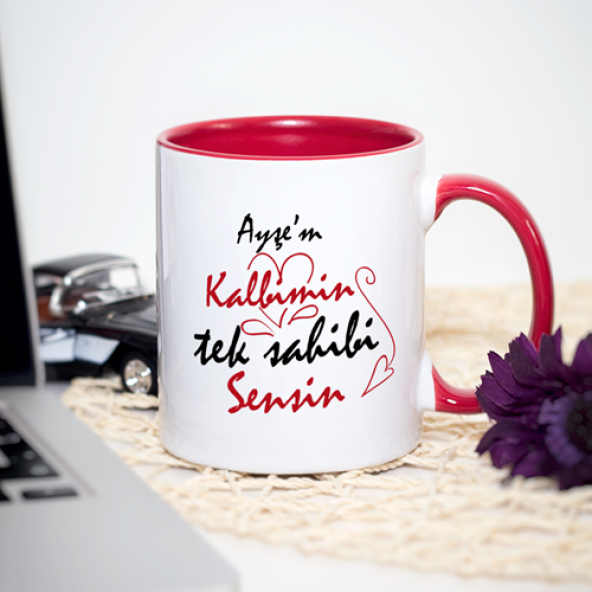 Kişiye Özel Kırmızı Renkli Kalbimin Tek Sahibi Kupa Bardak
