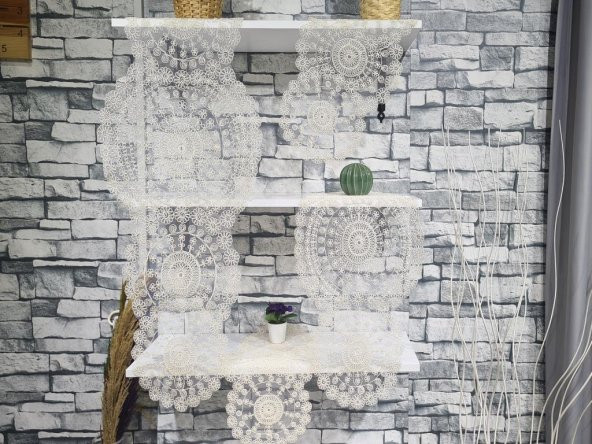 Çiçek Kordonlu 5 Parça Salon Takımı Krem ürün görseli