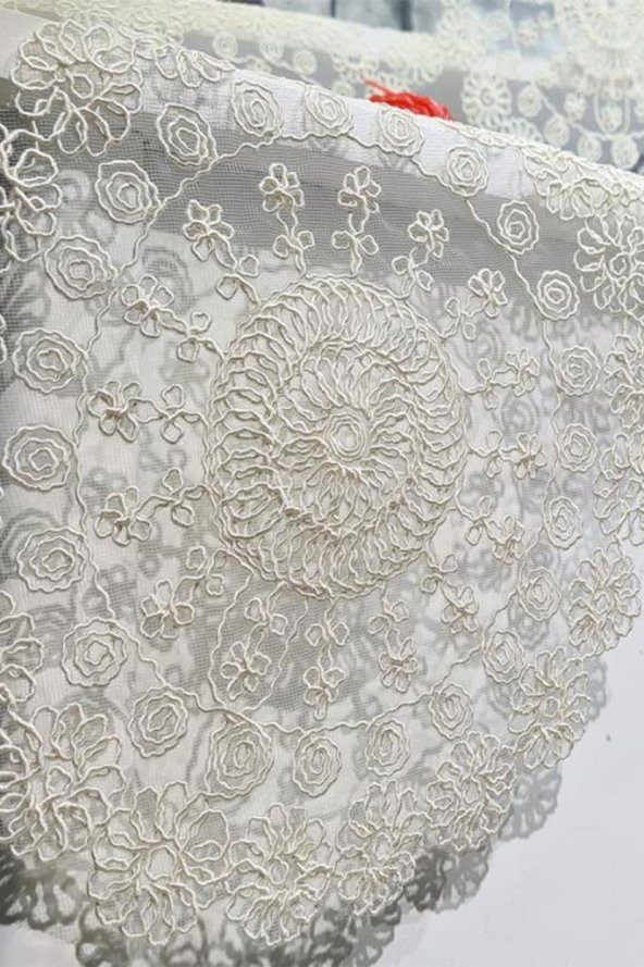 Çiçek Kordonlu 5 Parça Salon Takımı Krem - Resim 11