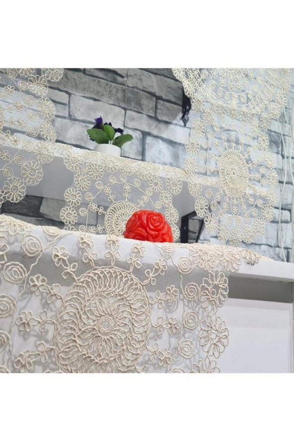 Çiçek Kordonlu 5 Parça Salon Takımı Cappucino - 12