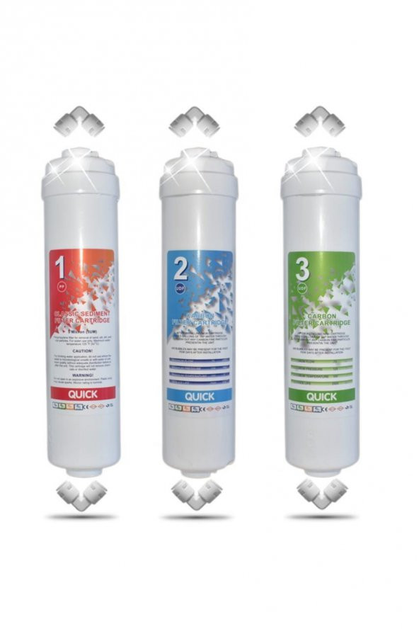 AQUAMUR Kapalı Kasa 12 Inç Su Arıtma Cihazı Filtresi Inline 6 Aylık Yeni Sistem Filtre Seti