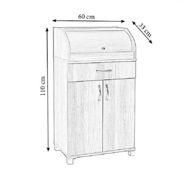 AHŞAP ÇEKMECELİ KİLER DOLABI BÜYÜK EKMEKLİK - 2