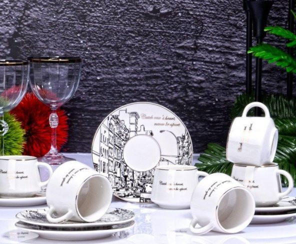 Kosova City Porselen 6lı 110 cc Fincan Takımı Beyaz İST-88 - 2