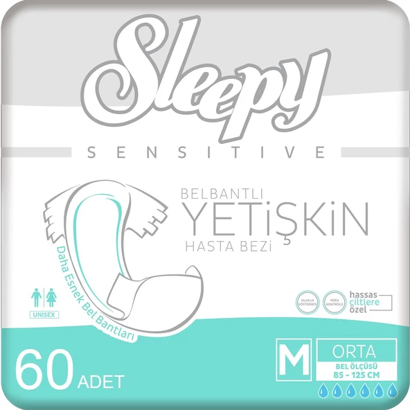 2'li Sleepy Medium Yetişkin Hasta Bezi 30x2 (60 Adet)