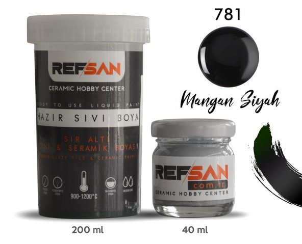 Hazır Çini ve Seramik Boyası 781 Mangan Siyah 40 ml - Resim 2