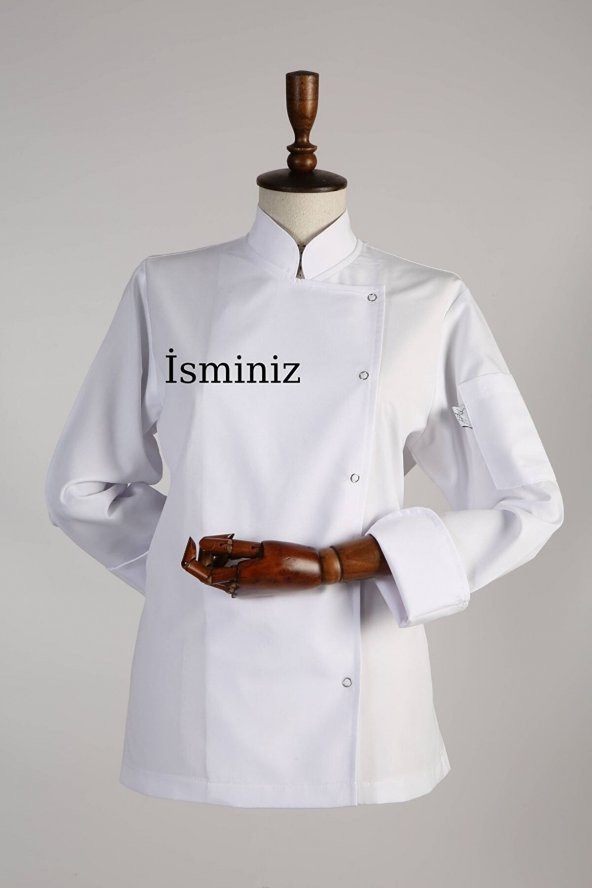 Eko Zena Kadın Slim Fit Isimli Beyaz Şef Aşçı Ceketi