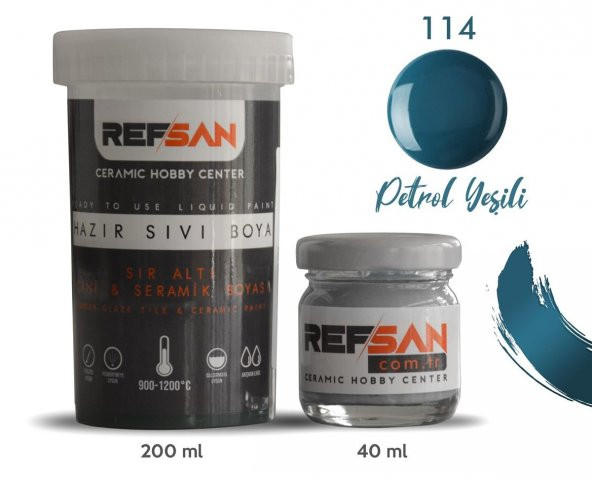 Hazır Çini ve Seramik Boyası 114 Petrol Yeşili 200 ml - 2