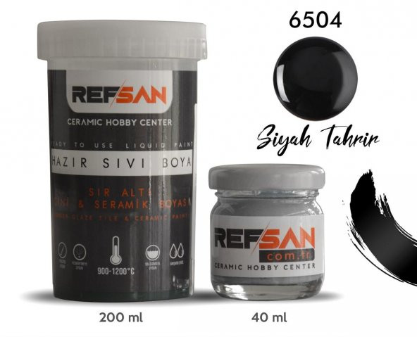 Hazır Çini ve Seramik Boyası 6504 Siyah Tahrir 200 ml - Resim 2
