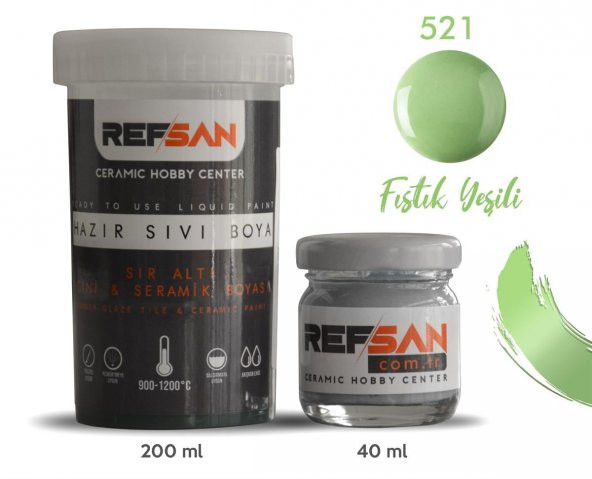 Hazır Çini ve Seramik Boyası 521 Fıstık Yeşili 200 ml - 2