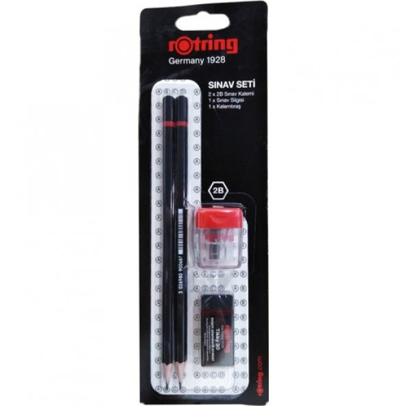 Rotring Blister 2B Sınav Kurşun Kalemi + Silgi + Kalemtıraş