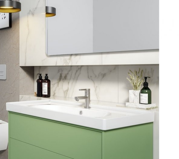 Turkuaz Ceratyle Arya Etajer Uyumlu Damlalıklı Lavabo 80x45 cm - 3