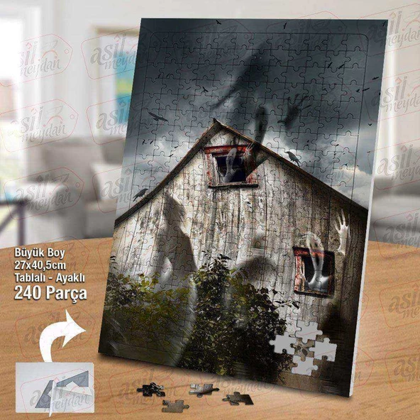 Asil Hobi Perili Ev - Bulutlar - Hayalet - Kuşlar Yapboz - Ayak Destekli Çerçeveli 240 Parça Puzzle - Resim 2