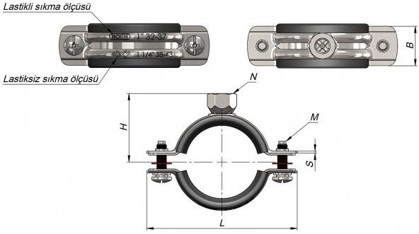 1/2 Somunlu Kelepçe 10 Adet Norm Lastikli Boru Bağlantı Montaj Elemanı AGMair Agm Yalıtım - 3