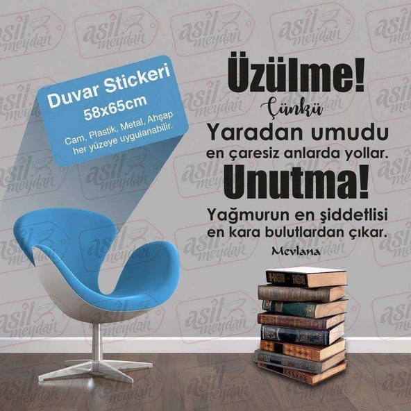 Mevlana Sözleri - Tasavvuf - Motto Duvar Sticker, Etiket, Duvar Yazıları, Sözler