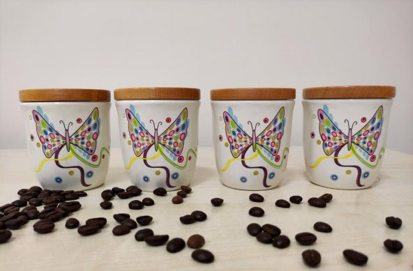 Noble Life Kelebek Bambu Ahşap Kapaklı 4’lü Küçük Baharatlık - 20025 - 2