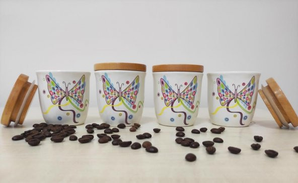 Noble Life Kelebek Bambu Ahşap Kapaklı 4’lü Küçük Baharatlık - 20025 - 3