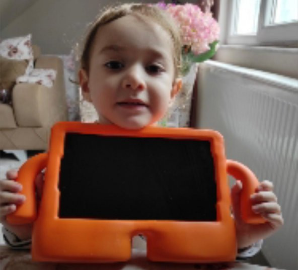 Apple iPad 6 Air 2 Çocuk Tablet Kılıf Standlı Tutacaklı Yumuşak Silikon (İBUY)-K.PEMBE - 5
