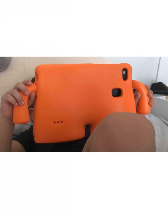 Apple iPad 6 Air 2 Çocuk Tablet Kılıf Standlı Tutacaklı Yumuşak Silikon (İBUY)-K.PEMBE - 7
