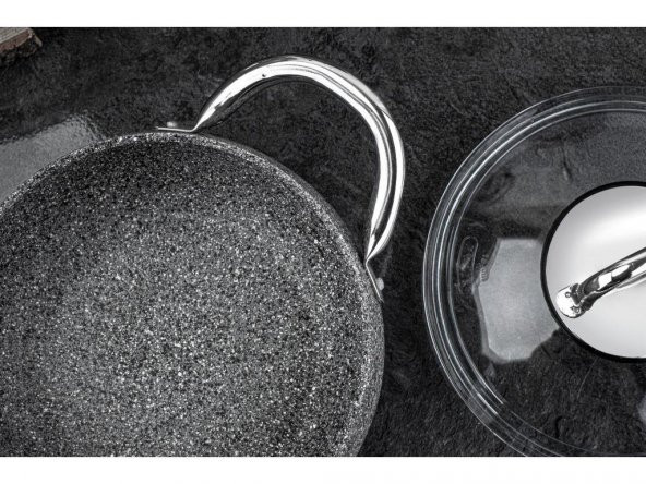 Taç Luna 4lü 7 Parça Granit Tencere Seti Gri TAC-3494 - 5