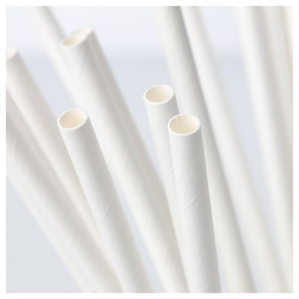 100 Lü Beyaz Kağıt Pipet MeridyenDukkan 100 Adet Kağıt Pipet maks. 70°C sıcaklık