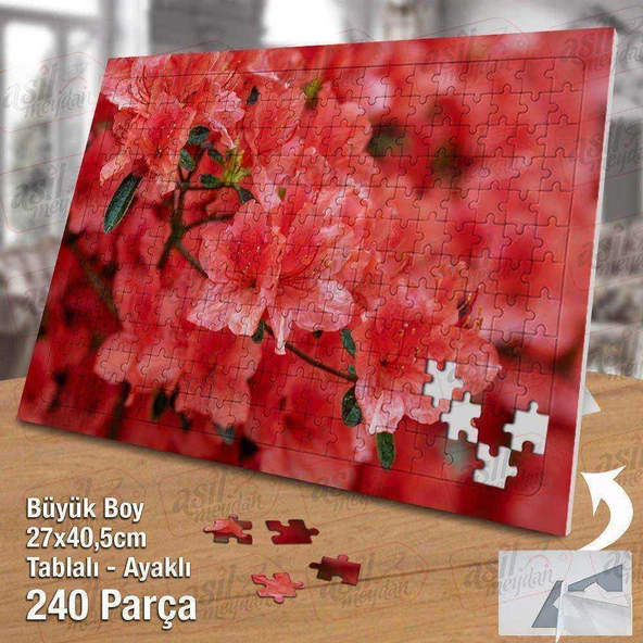 Açelya Çiçeği - Pembe Çiçek - Bitki Yapboz -Ayak Destekli Çerçeveli 240 Parça Puzzle