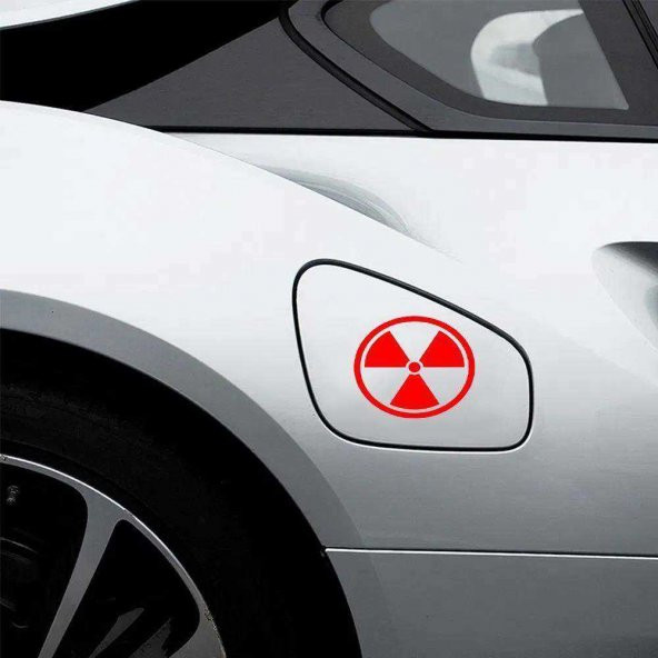 Radyasyon Simge Yakıt Depo Kapağı Sticker, Araba, Oto Etiket, Tuning, Aksesuar, Modifiye kırmızı